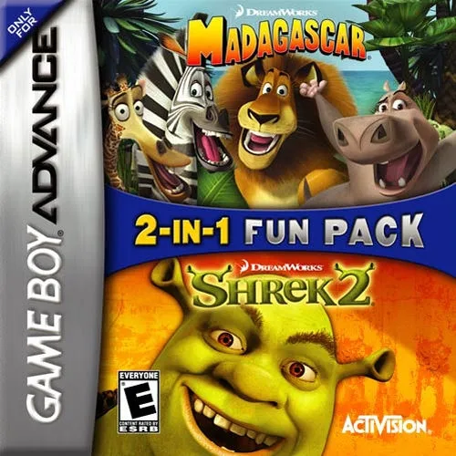2 in 1 Fun Pack: Shrek 2 + Madagascar (GBA)
